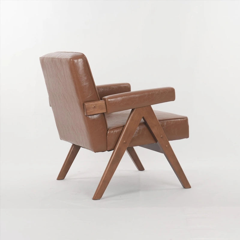 Chaise de détente en bois massif avec coussins et accoudoirs pour salon ou chambre à coucher