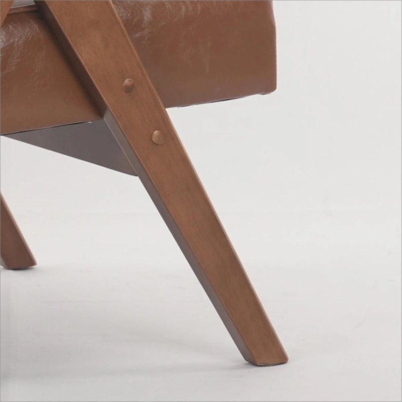 Chaise de détente en bois massif avec coussins et accoudoirs pour salon ou chambre à coucher