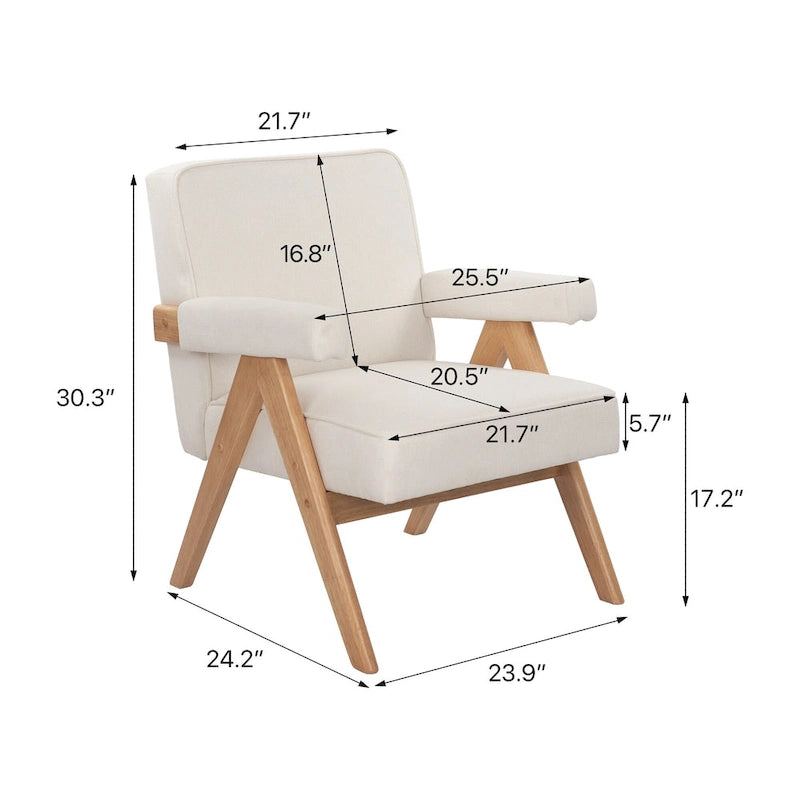 Chaise de détente en bois massif avec coussins et accoudoirs pour salon ou chambre à coucher
