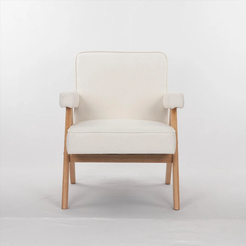 Chaise de détente en bois massif avec coussins et accoudoirs pour salon ou chambre à coucher