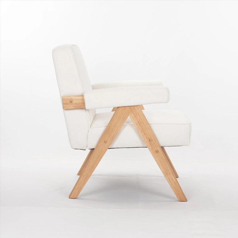 Chaise de détente en bois massif avec coussins et accoudoirs pour salon ou chambre à coucher