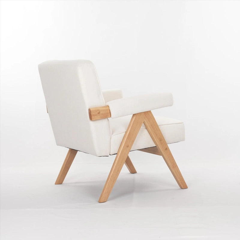 Chaise de détente en bois massif avec coussins et accoudoirs pour salon ou chambre à coucher