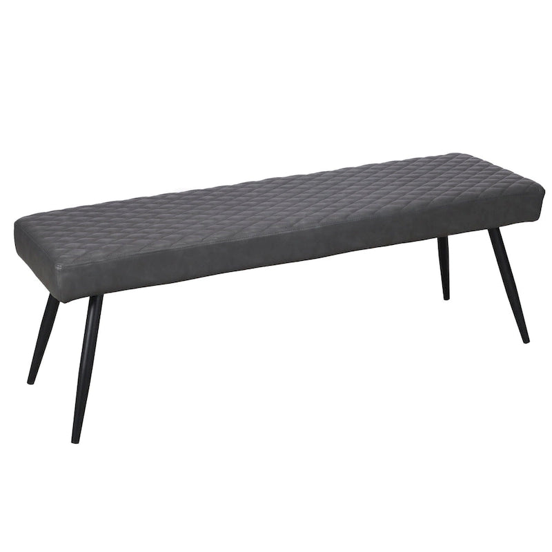 Banc de salle à manger capitonné en similicuir gris foncé et noir 54 po - 53,54 po x 18,7 po x 16,54 po
