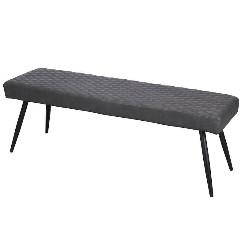 Banc de salle à manger capitonné en similicuir gris foncé et noir 54 po - 53,54 po x 18,7 po x 16,54 po