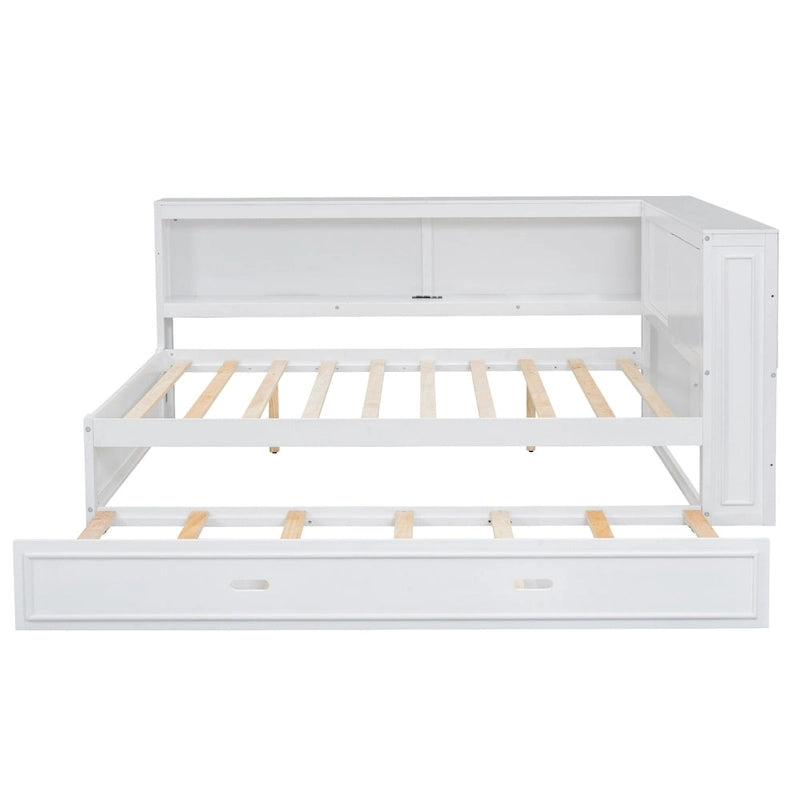 Lit de repos double avec étagères, chargement USB, lumières LED et lit gigogne simple