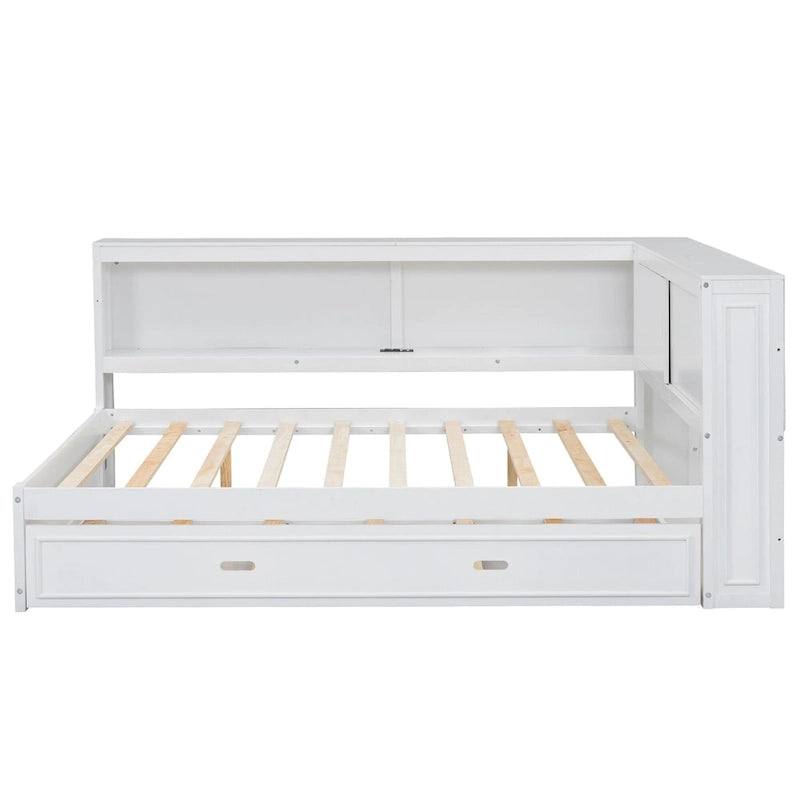Lit de repos double avec étagères, chargement USB, lumières LED et lit gigogne simple