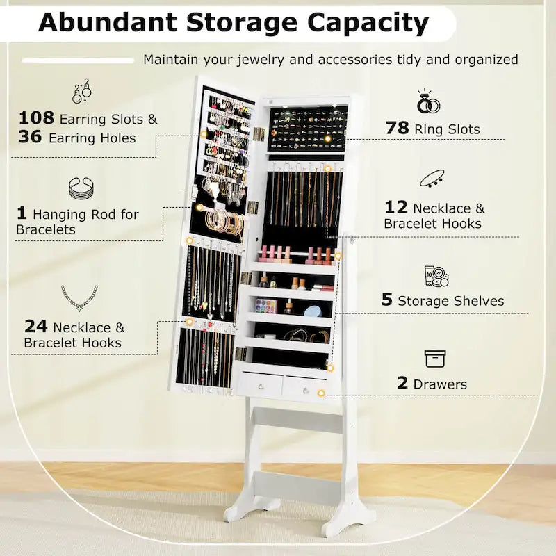 Armoire à bijoux verrouillable avec miroir - Voir les détails