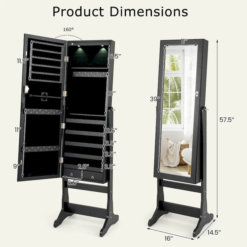 Armoire à bijoux verrouillable avec miroir - Voir les détails