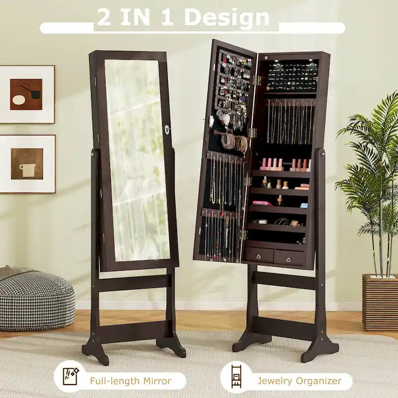 Armoire à bijoux verrouillable avec miroir - Voir les détails
