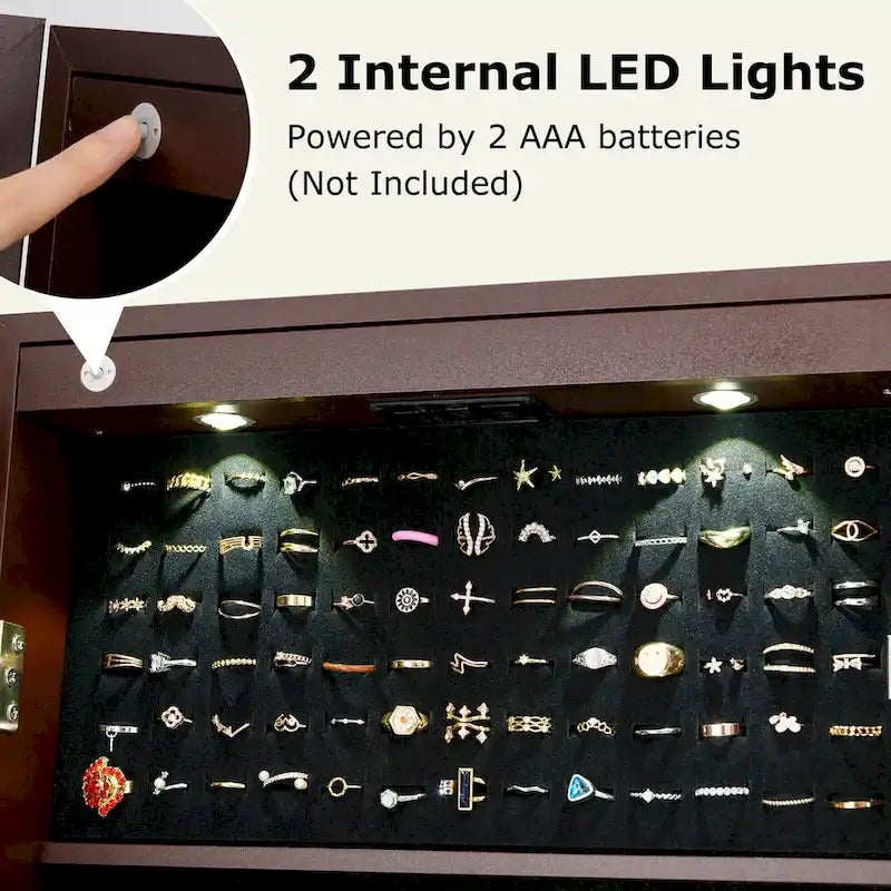 Armoire à bijoux verrouillable avec miroir - Voir les détails