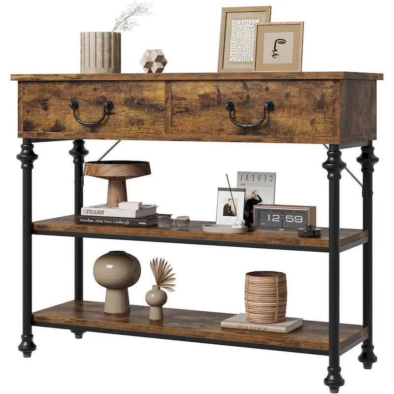 IDEALHOUSE Console Tables with 2 Drawers, Storage Shelves