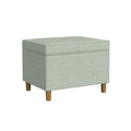 Fero Storage Ottoman, 24 Inch Rectangular Hinged Lid, Sage Green Woven