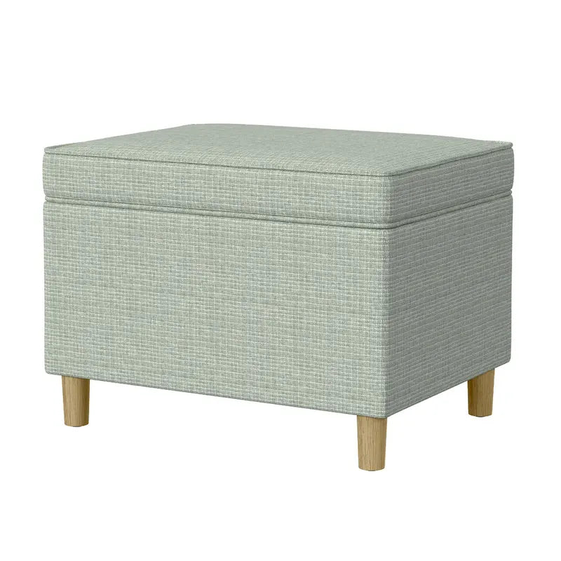 Pouf de rangement, rectangulaire 24 pouces avec couvercle à charnières, tissé vert sauge