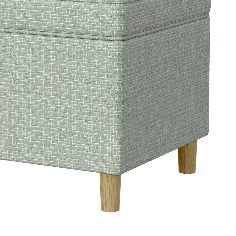 Pouf de rangement, rectangulaire 24 pouces avec couvercle à charnières, tissé vert sauge