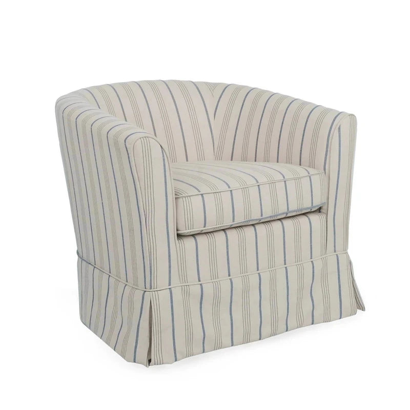 Accent Swivel Chair, Modern Round Barrel Back, Soft White Gray Fabric