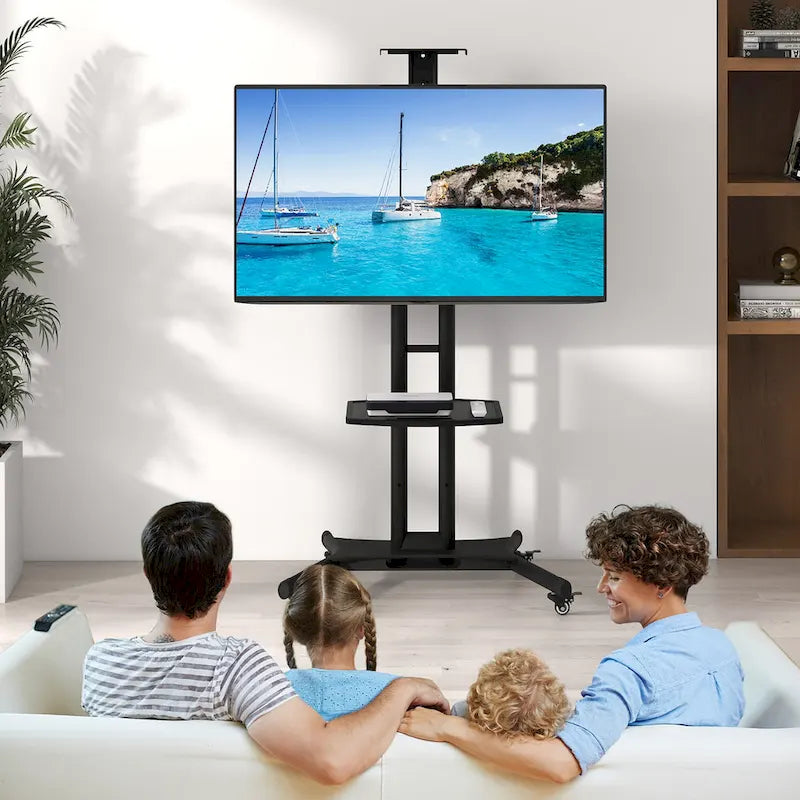Support TV mobile pour téléviseurs à écran plat LCD LED de 32 à 82 pouces jusqu'à 132 lbs