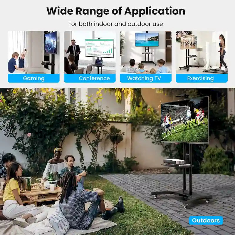 Support TV mobile pour téléviseurs à écran plat LCD LED de 32 à 82 pouces jusqu'à 132 lbs