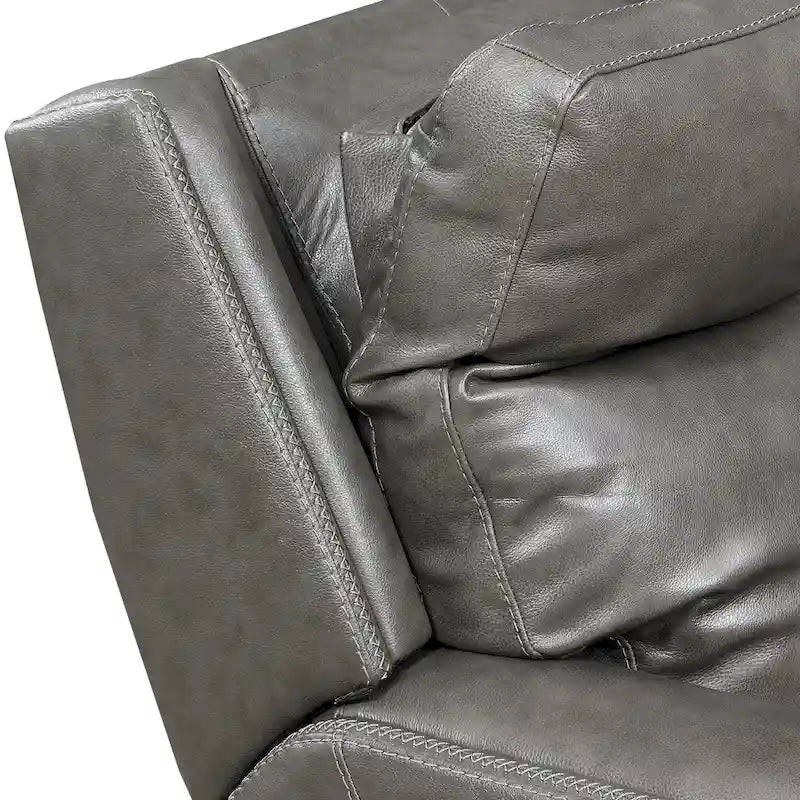 Canapé deux places inclinable en cuir pleine fleur avec console