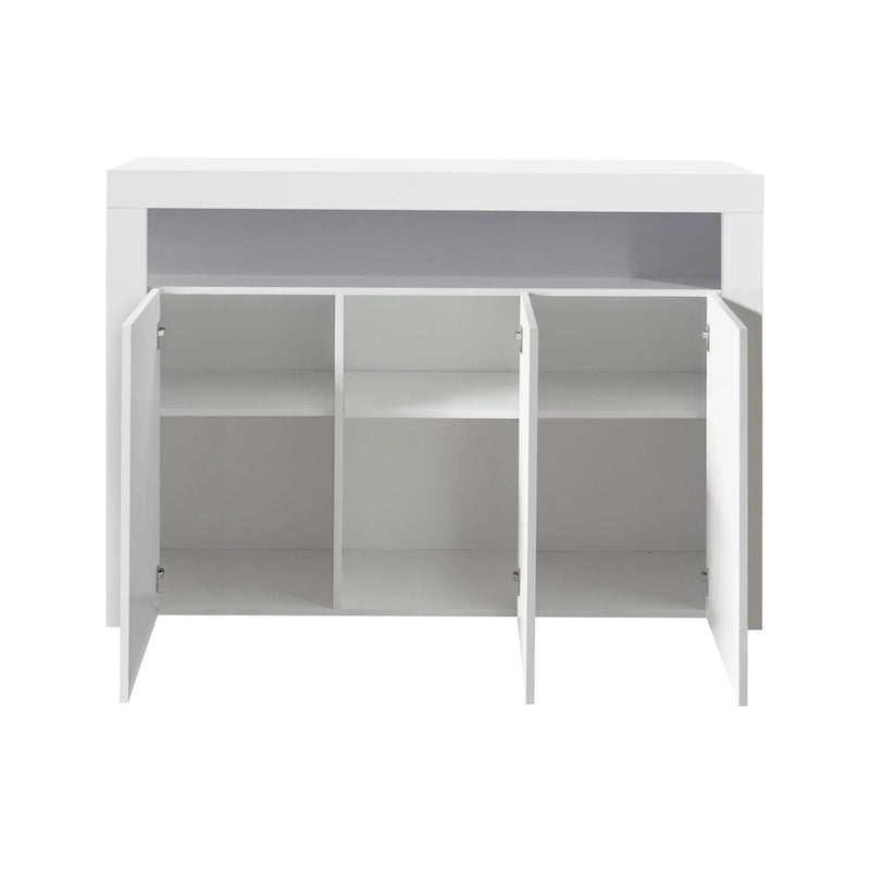 Buffet de rangement laqué brillant avec éclairage LED