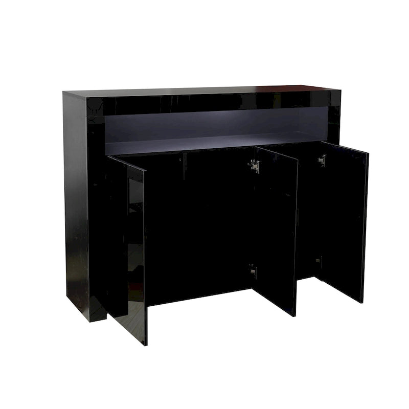 Buffet de rangement laqué brillant avec éclairage LED