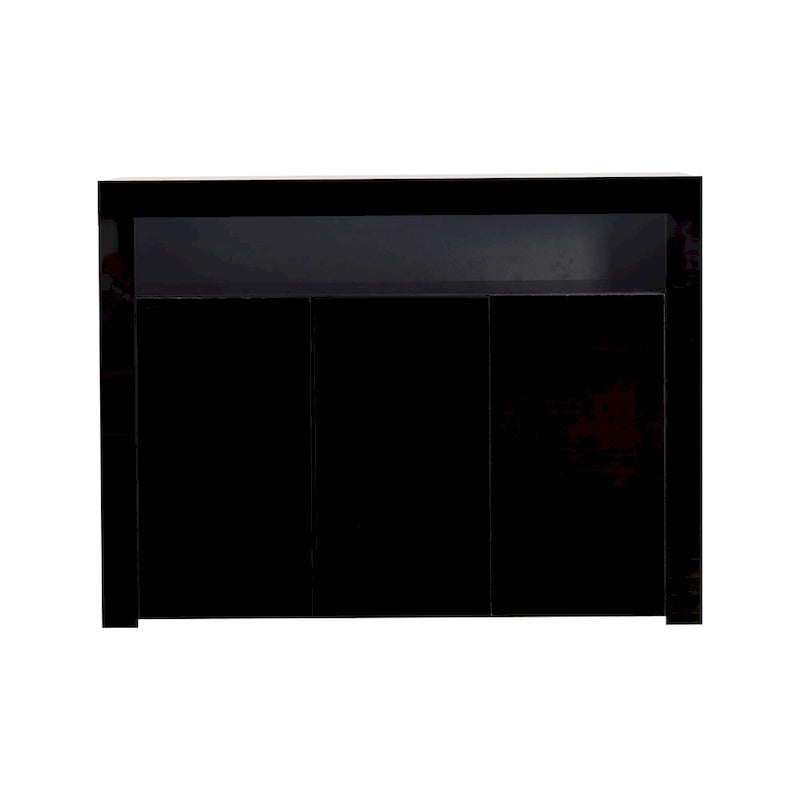 Buffet de rangement laqué brillant avec éclairage LED