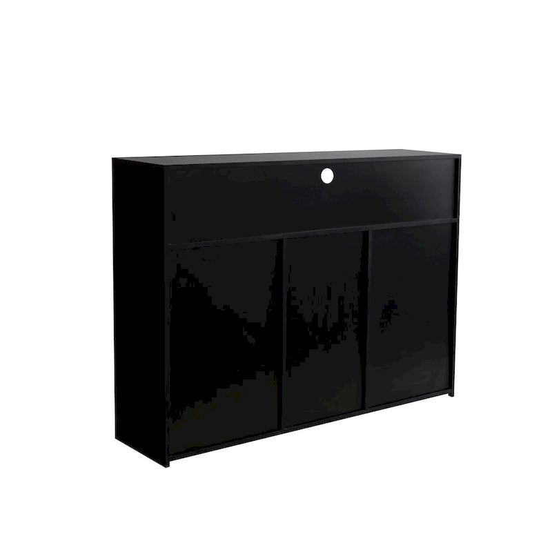 Buffet de rangement laqué brillant avec éclairage LED