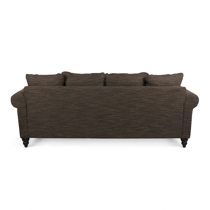 Canapé 3 places en tissu à dossier coussin avec garniture cloutée
