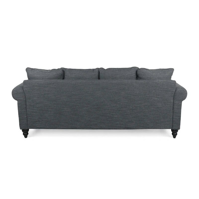 Canapé 3 places en tissu à dossier coussin avec garniture cloutée