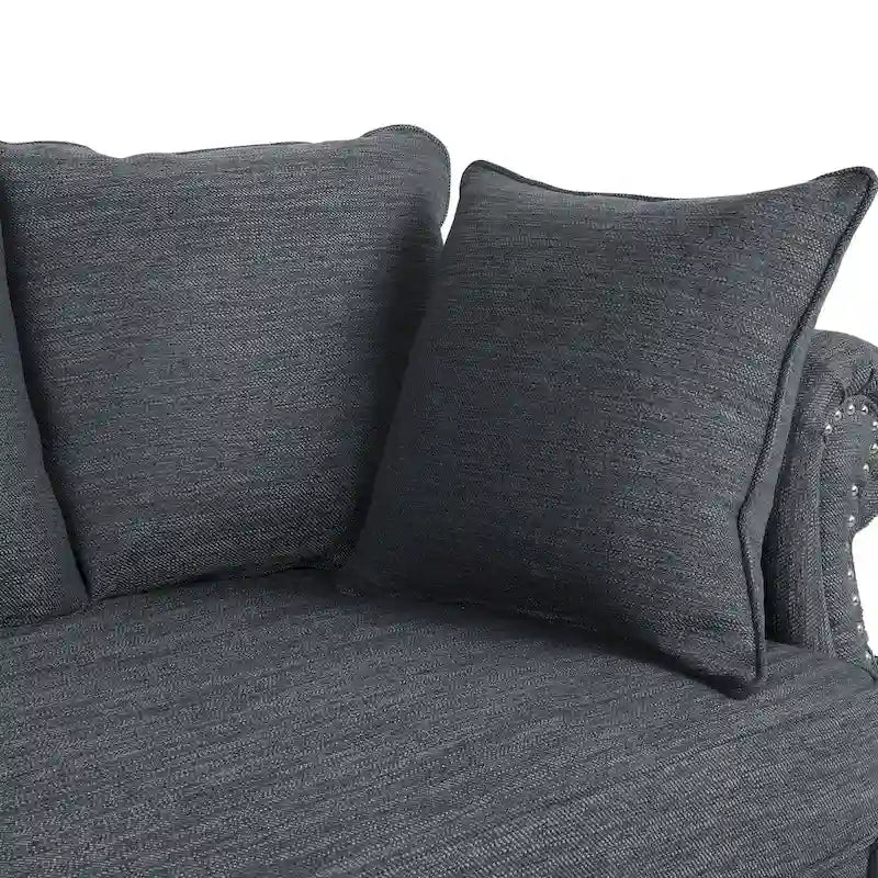 Canapé 3 places en tissu à dossier coussin avec garniture cloutée