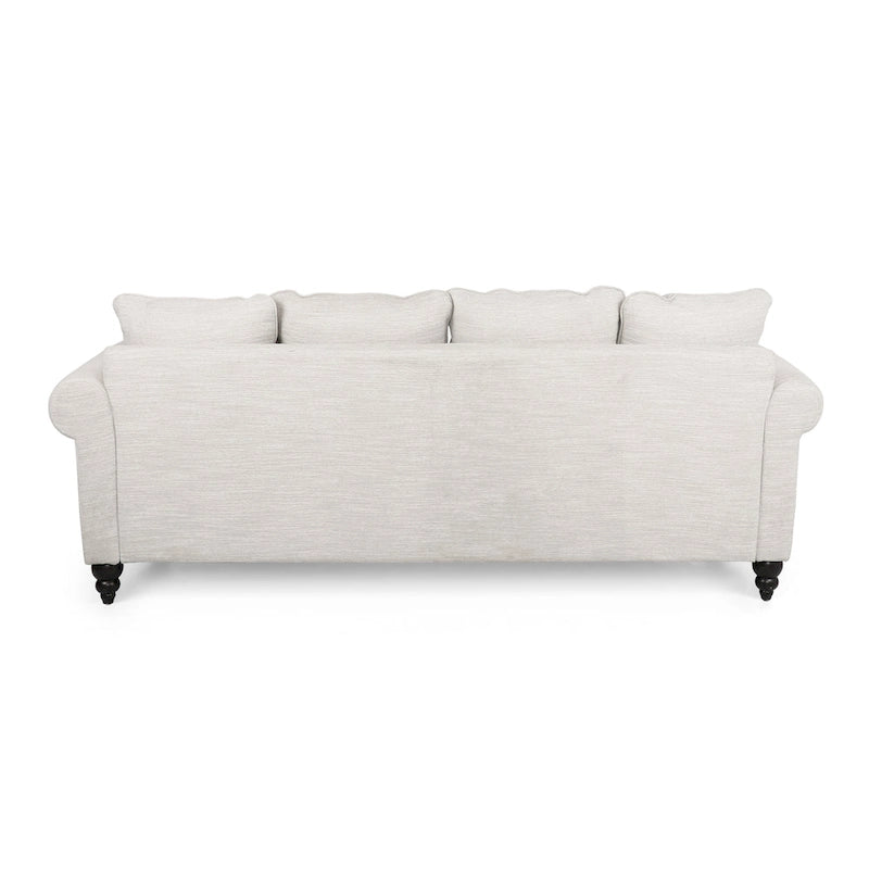 Canapé 3 places en tissu à dossier coussin avec garniture cloutée