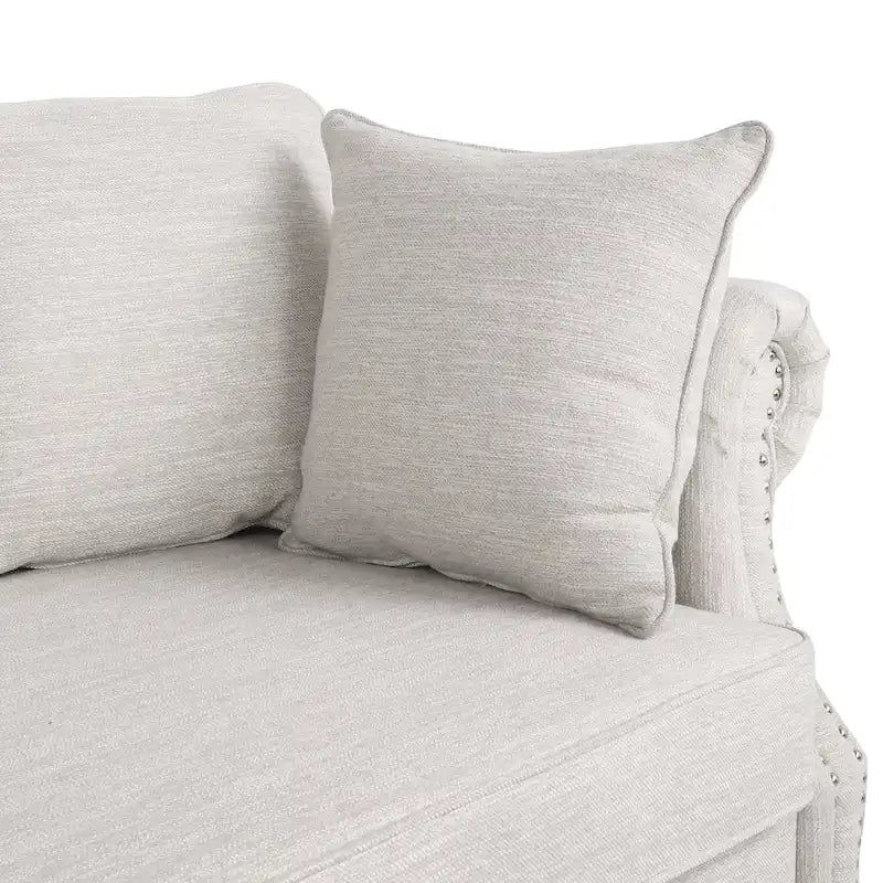 Canapé 3 places en tissu à dossier coussin avec garniture cloutée