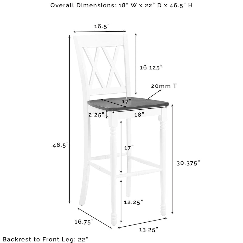Lot de 2 tabourets de bar - 18 L x 21,75 P x 46,5 H