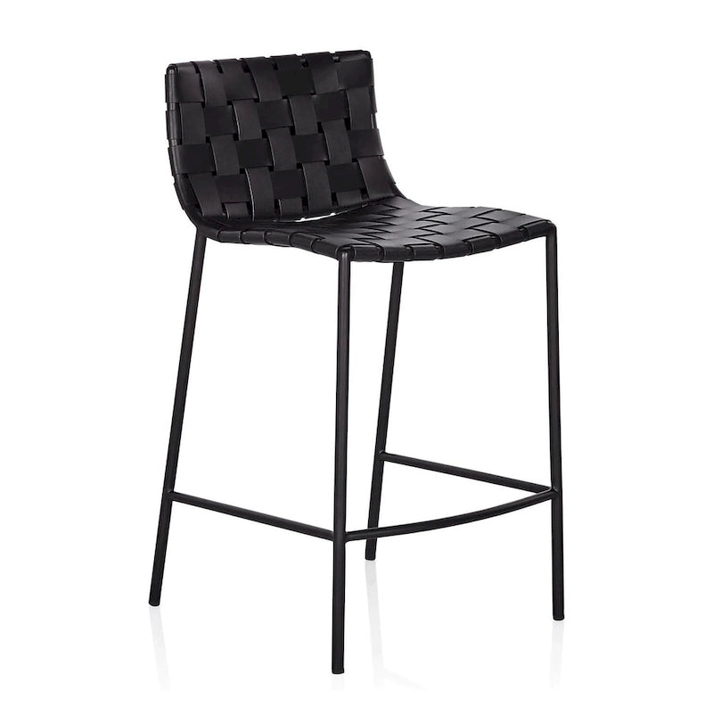 Tabouret de bar en cuir tressé style Mid-Century (26 pouces / 30 pouces) (unité)