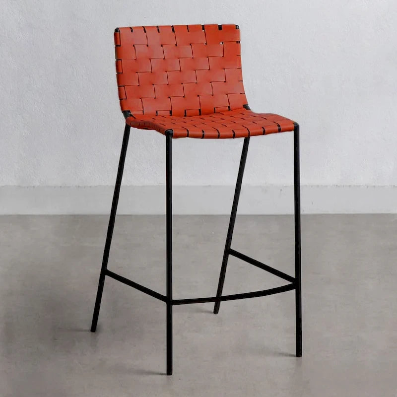 Tabouret de bar en cuir tressé style Mid-Century (26 pouces / 30 pouces) (unité)