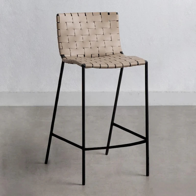 Tabouret de bar en cuir tressé style Mid-Century (26 pouces / 30 pouces) (unité)