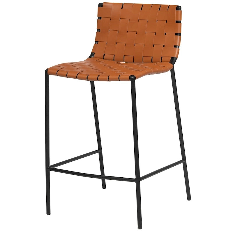 Tabouret de bar en cuir tressé style Mid-Century (26 pouces / 30 pouces) (unité)