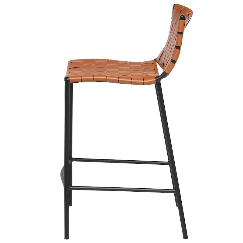 Tabouret de bar en cuir tressé style Mid-Century (26 pouces / 30 pouces) (unité)