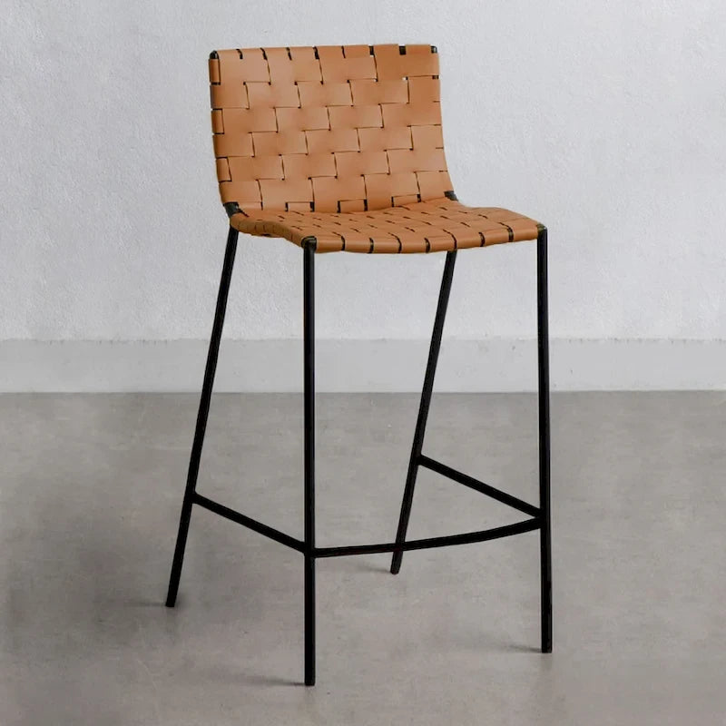 Tabouret de bar en cuir tressé style Mid-Century (26 pouces / 30 pouces) (unité)