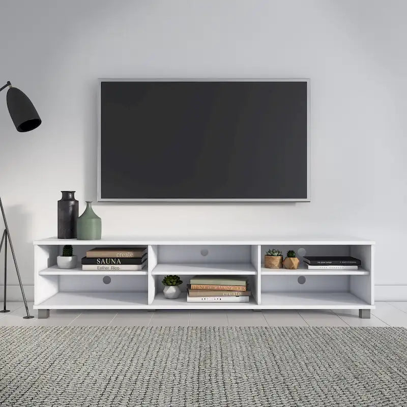 Meuble TV moderne bas, pour téléviseurs jusqu'à 85 pouces