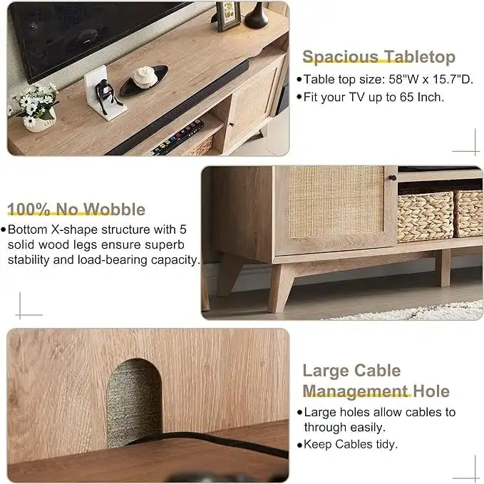 Meuble TV moderne du milieu du siècle, meuble TV haut, console TV