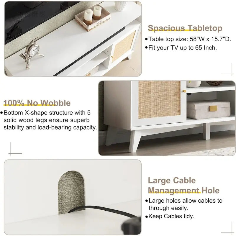 Meuble TV moderne du milieu du siècle, meuble TV haut, console TV