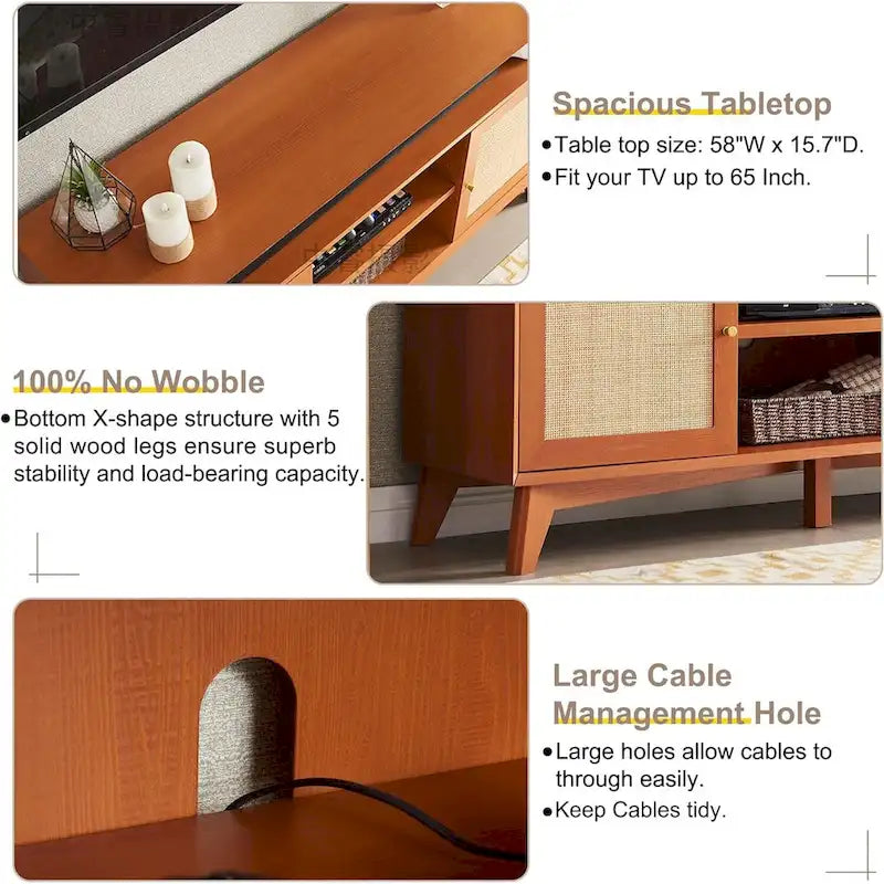Meuble TV moderne du milieu du siècle, meuble TV haut, console TV