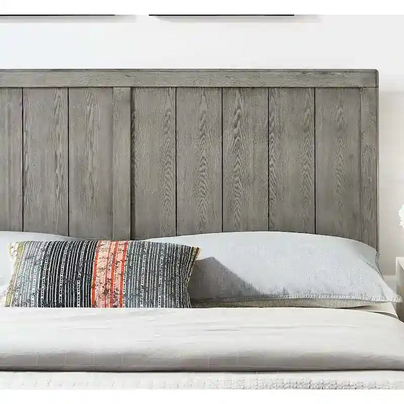 Tête de lit style champêtre pour lit queen en bois gris