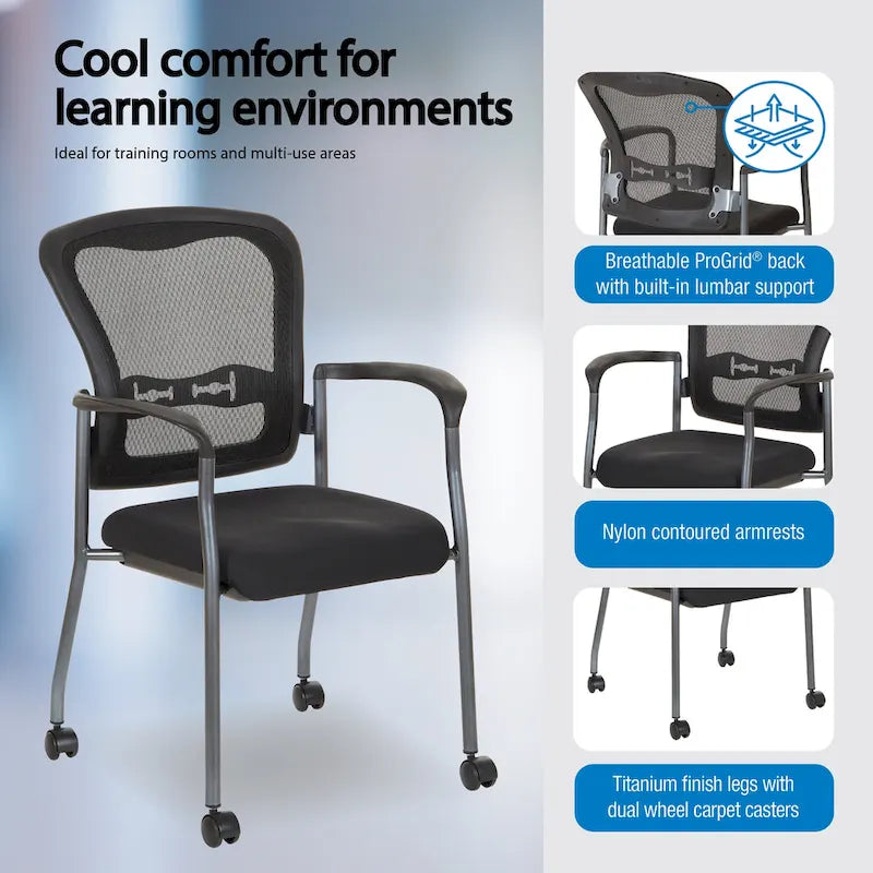Visitors Chair with Breathable Back with Built-in Lumbar Support