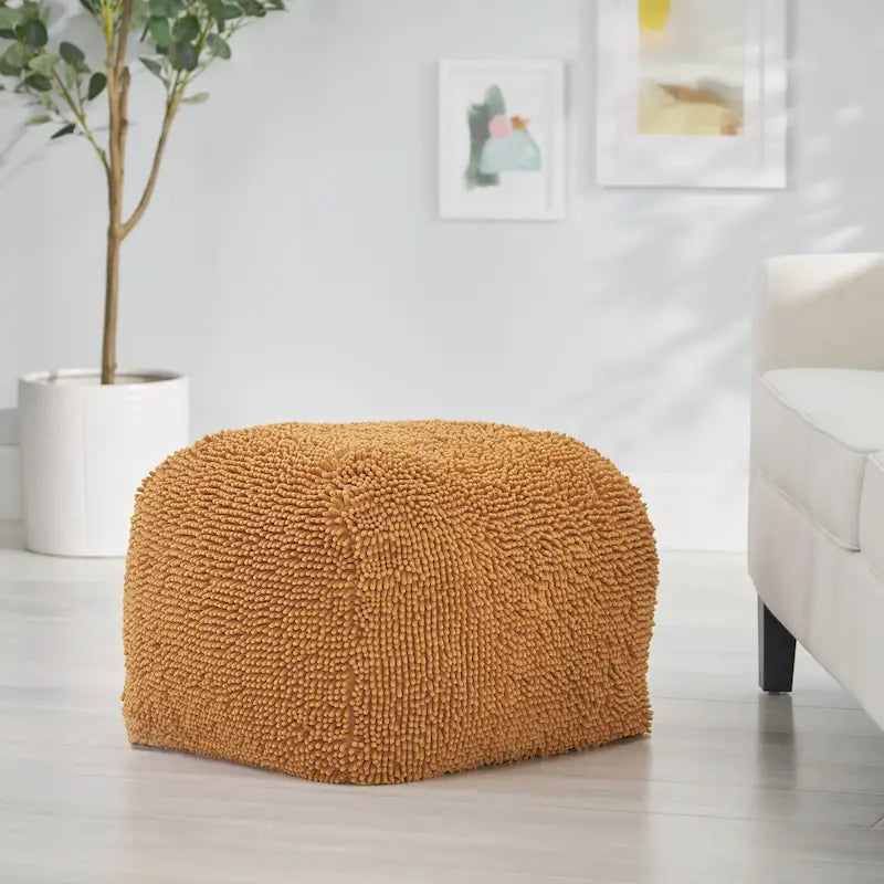 Pouf moderne en chenille microfibre