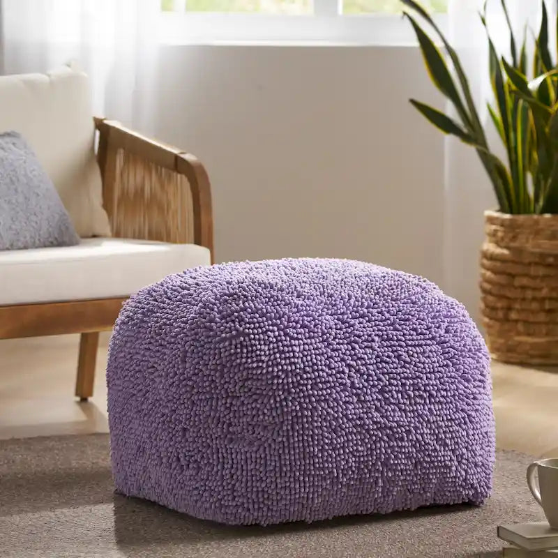 Pouf moderne en chenille microfibre