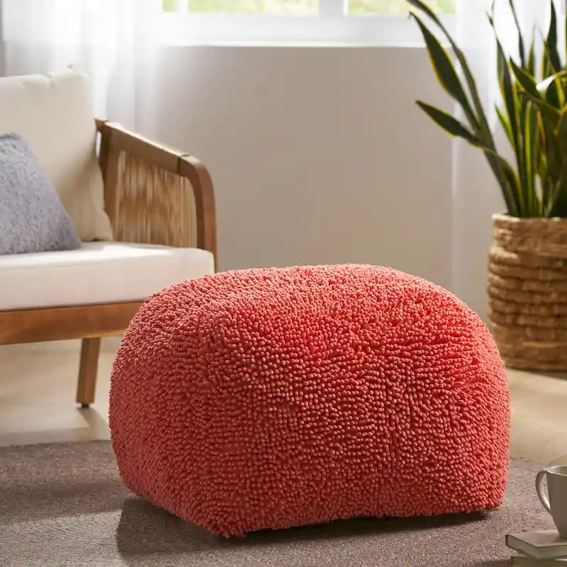 Pouf moderne en chenille microfibre