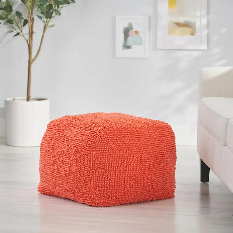 Pouf moderne en chenille microfibre