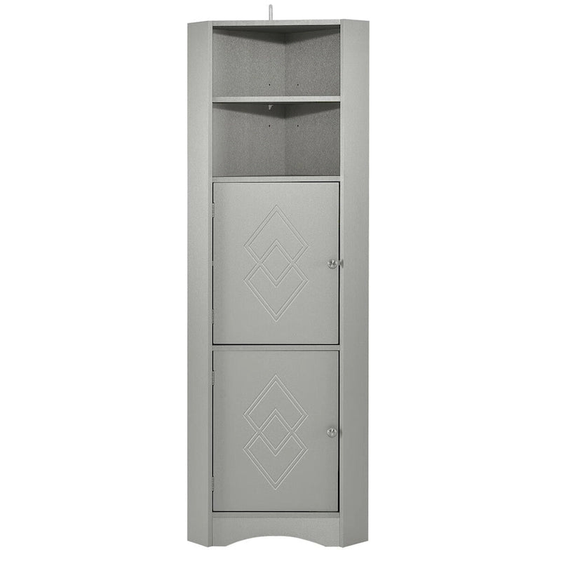 Meuble de salle de bain d'angle haut sur pied avec étagères réglables