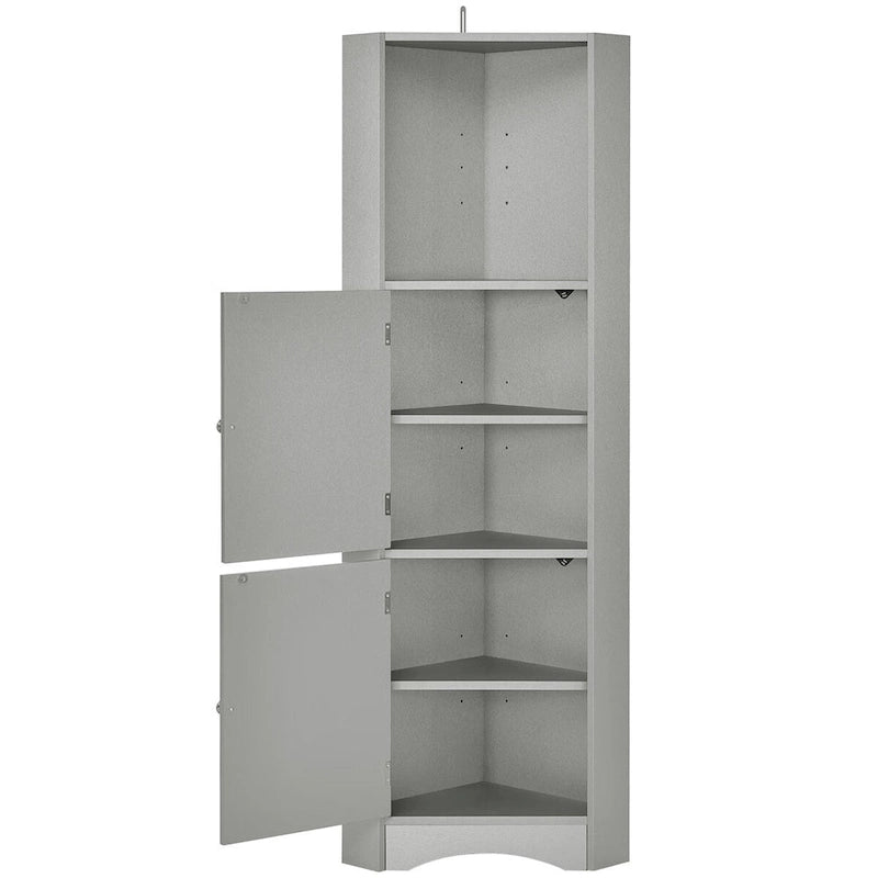 Meuble de salle de bain d'angle haut sur pied avec étagères réglables